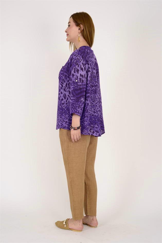 15455F-18 LEOPAR DESEN GÖMLEK