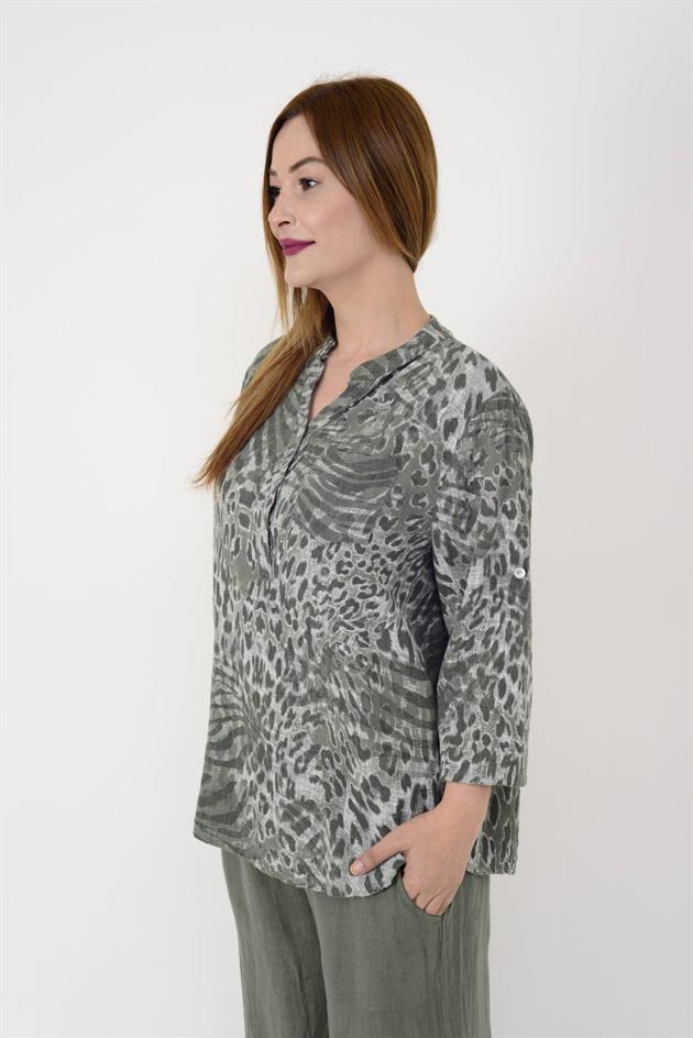 15455F-18 LEOPAR DESEN GÖMLEK