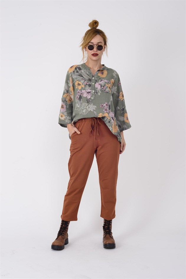 15455F-2 CORELLA ÇİÇEK DESENLİ GÖMLEK