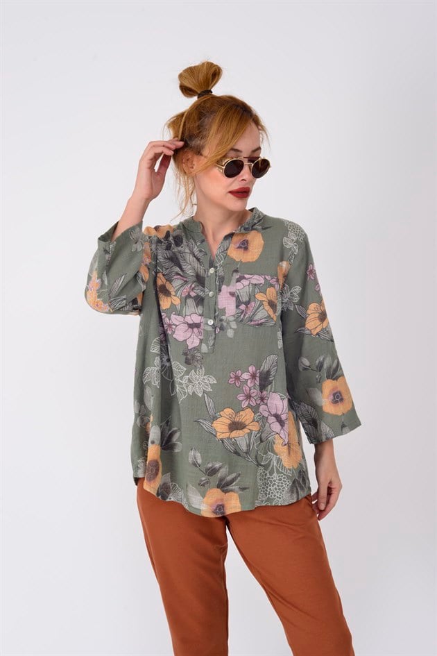 15455F-2 CORELLA ÇİÇEK DESENLİ GÖMLEK