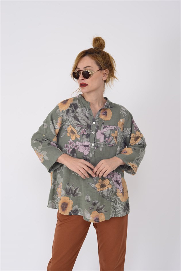 15455F-2 CORELLA ÇİÇEK DESENLİ GÖMLEK