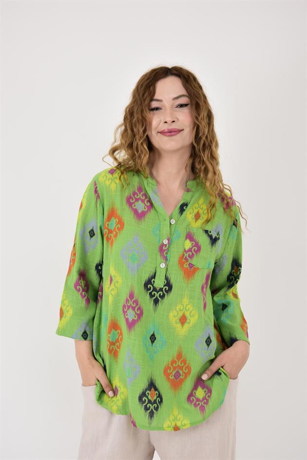 15455F-38 IKAT DESENLİ GÖMLEK