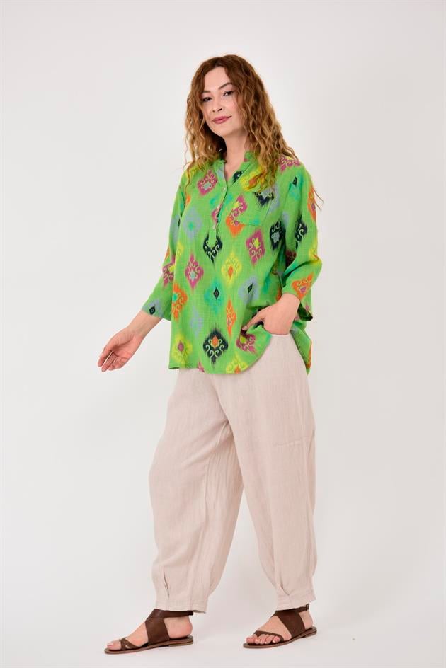 15455F-38 IKAT DESENLİ GÖMLEK