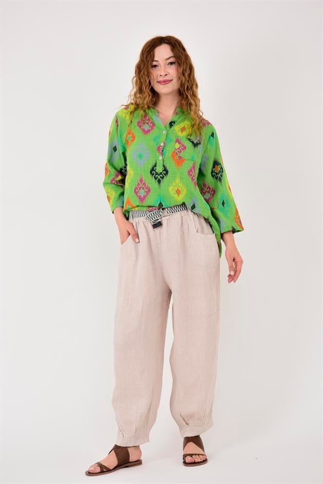 15455F-38 IKAT DESENLİ GÖMLEK