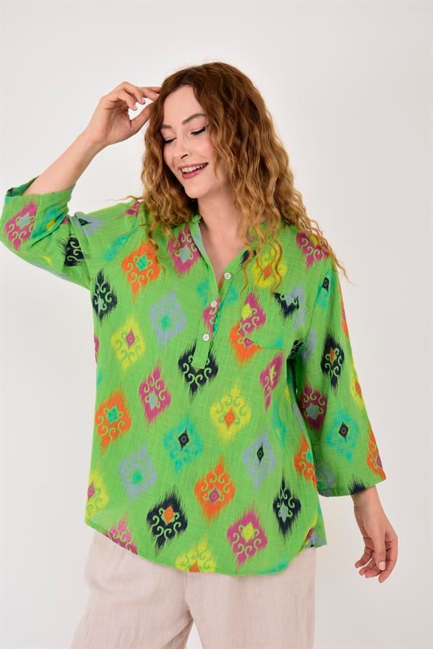 15455F-38 IKAT DESENLİ GÖMLEK