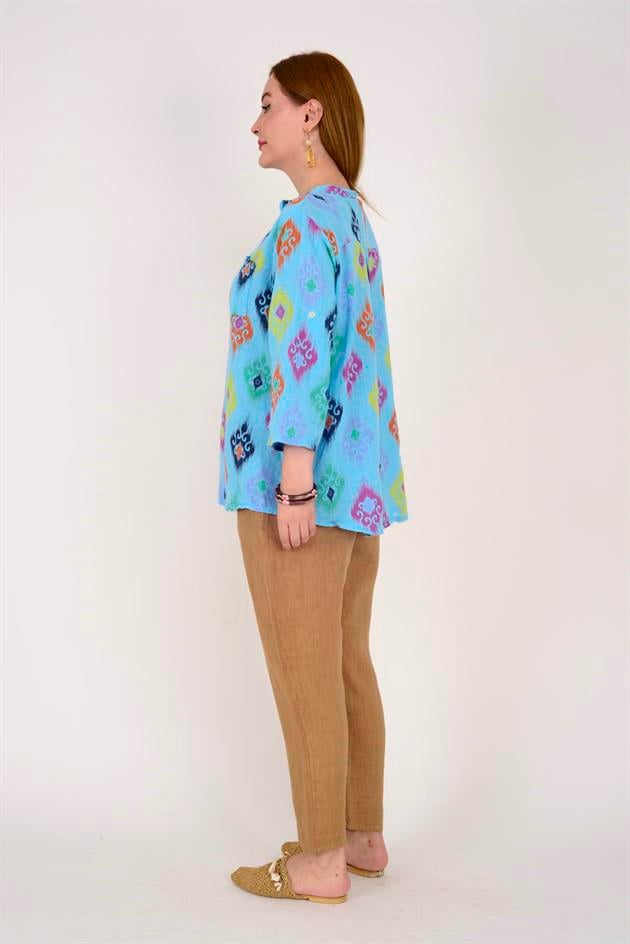 15455F-38 IKAT DESENLİ GÖMLEK