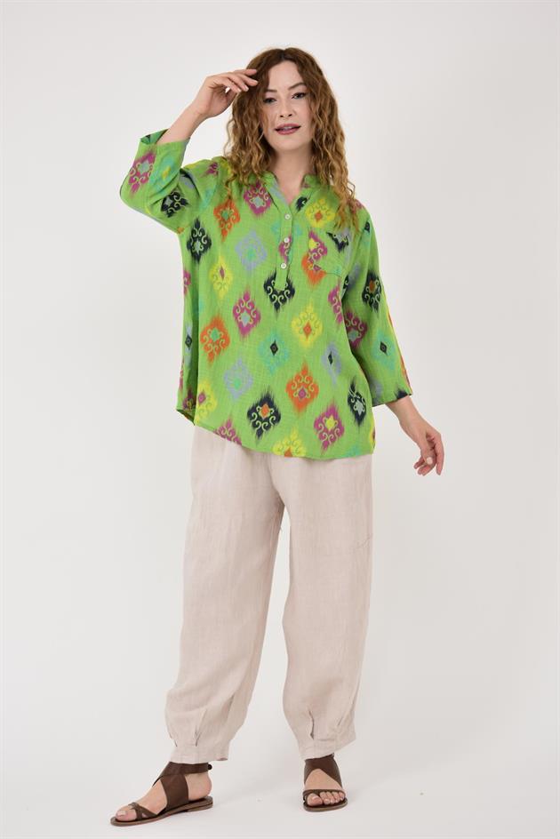 15455F-38 IKAT DESENLİ GÖMLEK