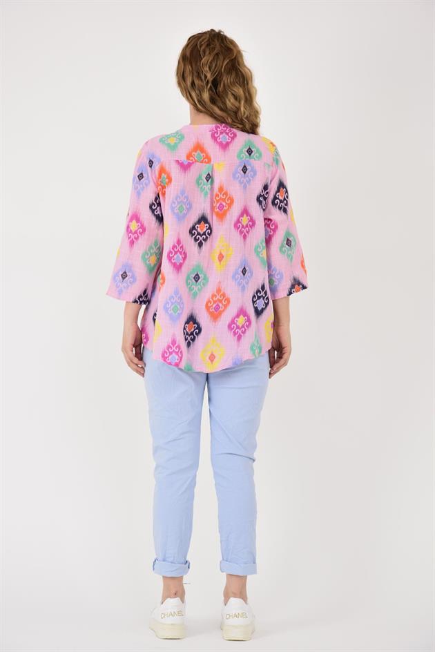 15455F-38 IKAT DESENLİ GÖMLEK