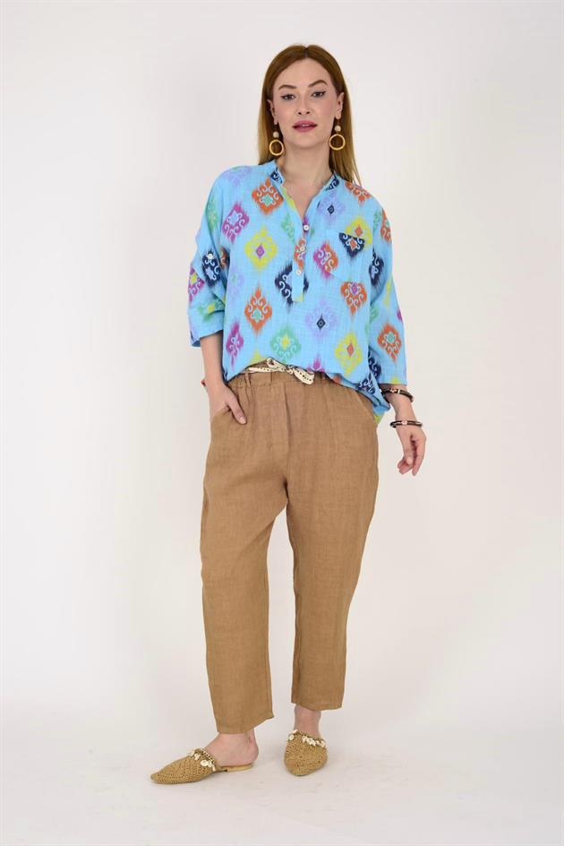 15455F-38 IKAT DESENLİ GÖMLEK