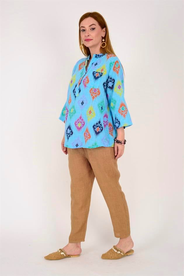 15455F-38 IKAT DESENLİ GÖMLEK