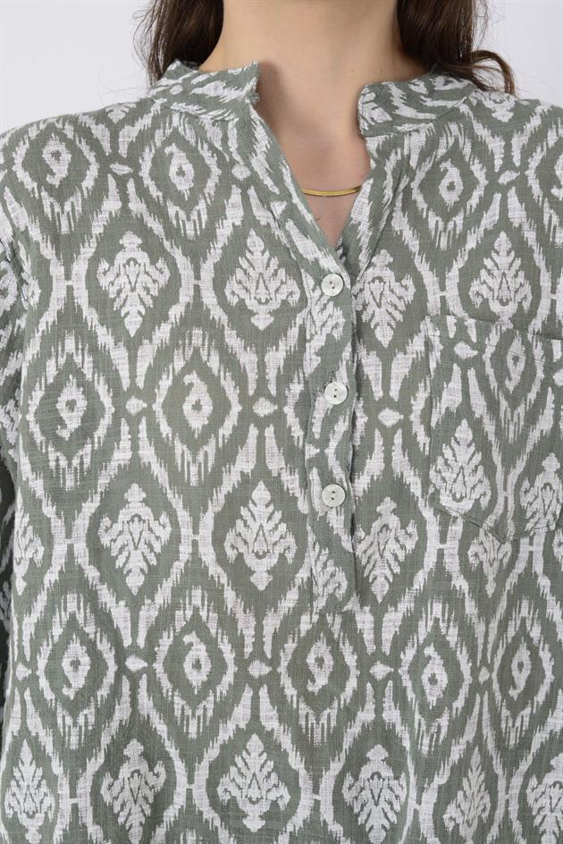 15455F-44 ÇİNİ DESEN GÖMLEK