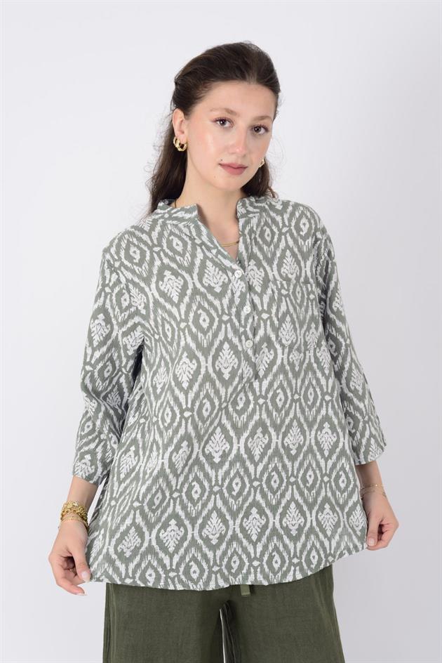 15455F-44 ÇİNİ DESEN GÖMLEK