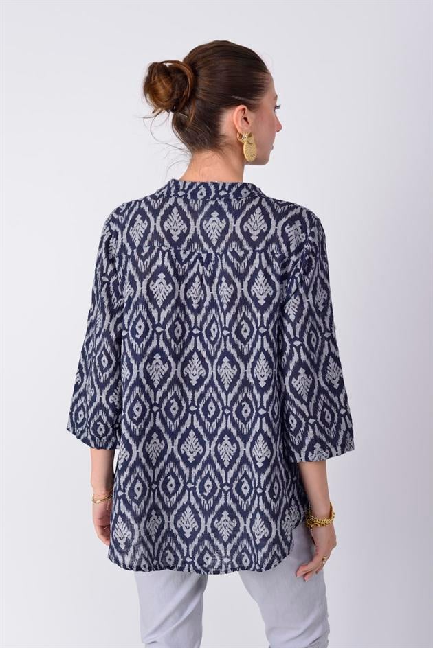 15455F-44 ÇİNİ DESEN GÖMLEK