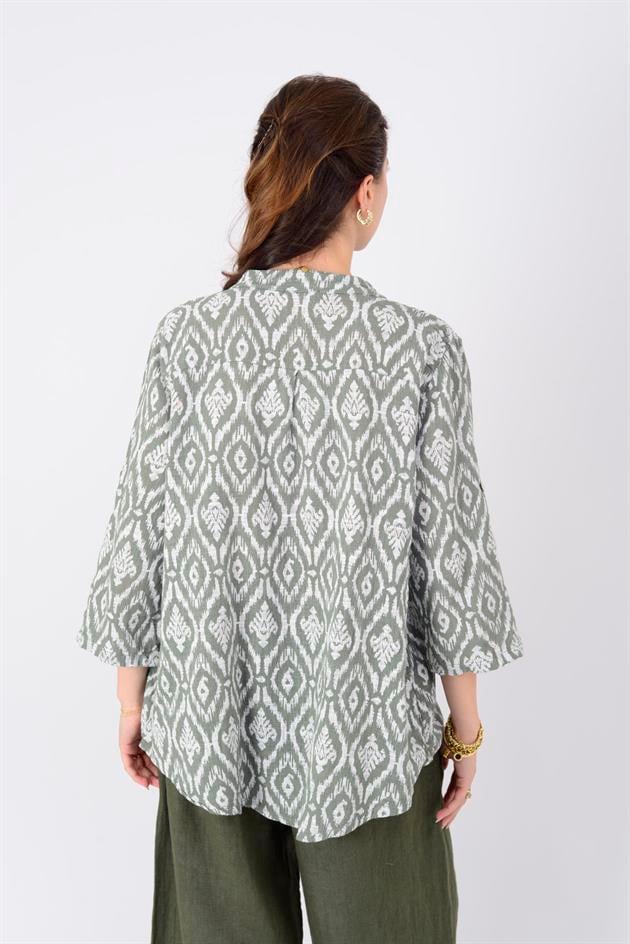 15455F-44 ÇİNİ DESEN GÖMLEK