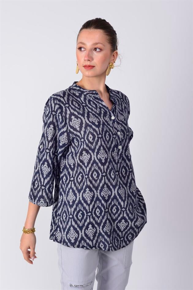 15455F-44 ÇİNİ DESEN GÖMLEK