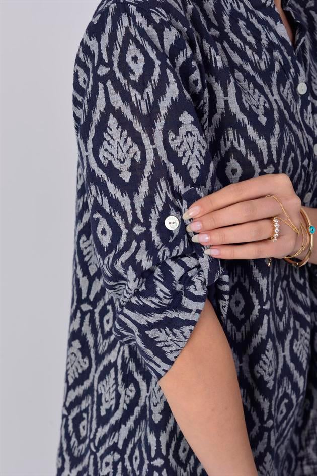 15455F-44 ÇİNİ DESEN GÖMLEK