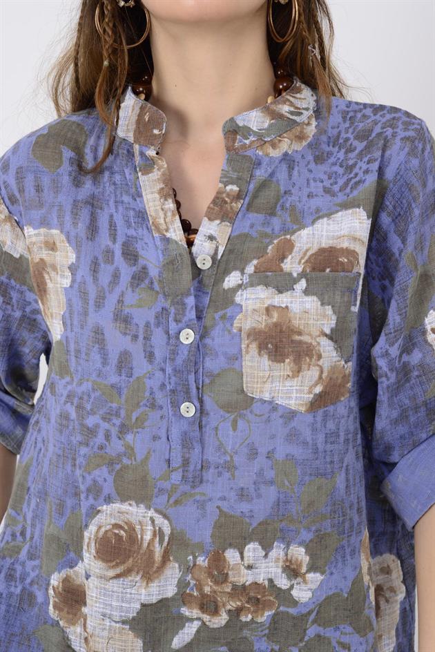 15455F-53 GÜL DESEN GÖMLEK