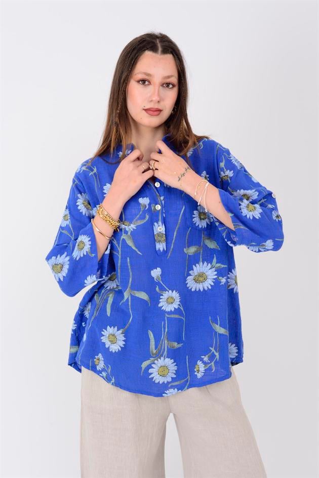 15455F-60 PAPATYA DESEN GÖMLEK