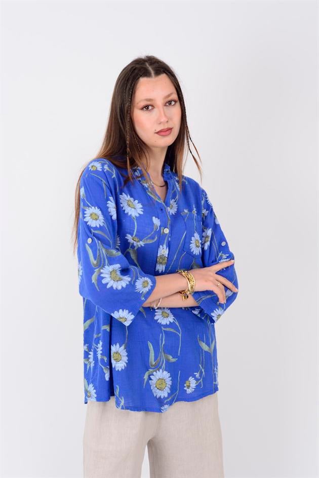 15455F-60 PAPATYA DESEN GÖMLEK