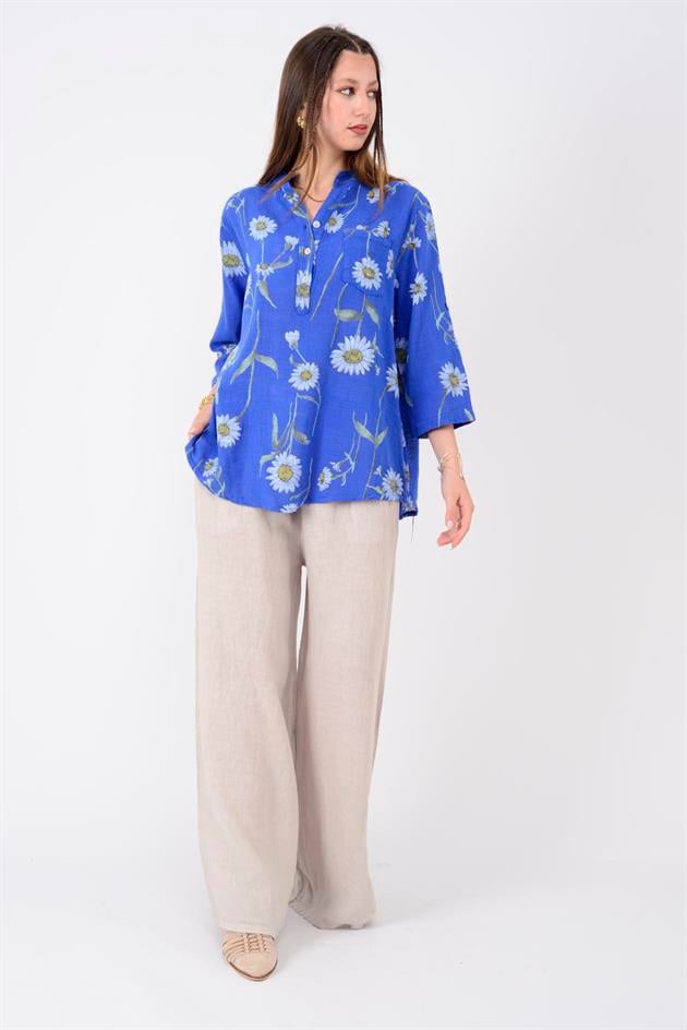 15455F-60 PAPATYA DESEN GÖMLEK