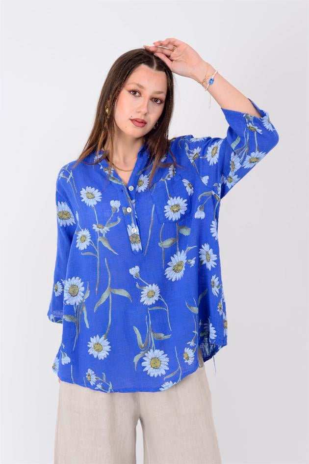 15455F-60 PAPATYA DESEN GÖMLEK