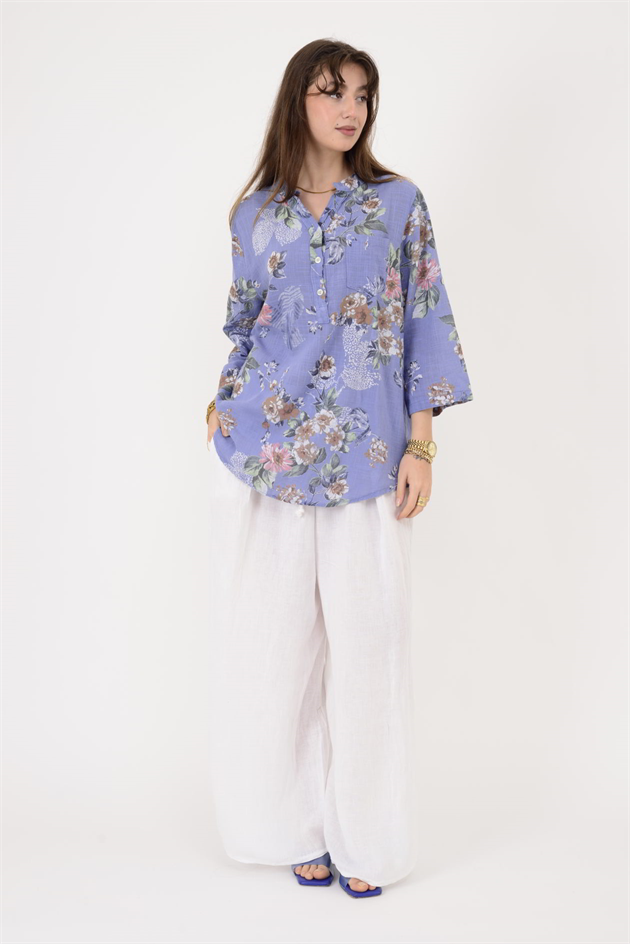 15455F-63 ÇİÇEK DESEN GÖMLEK