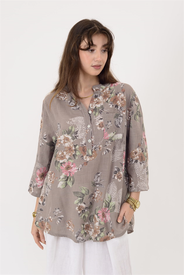 15455F-63 ÇİÇEK DESEN GÖMLEK