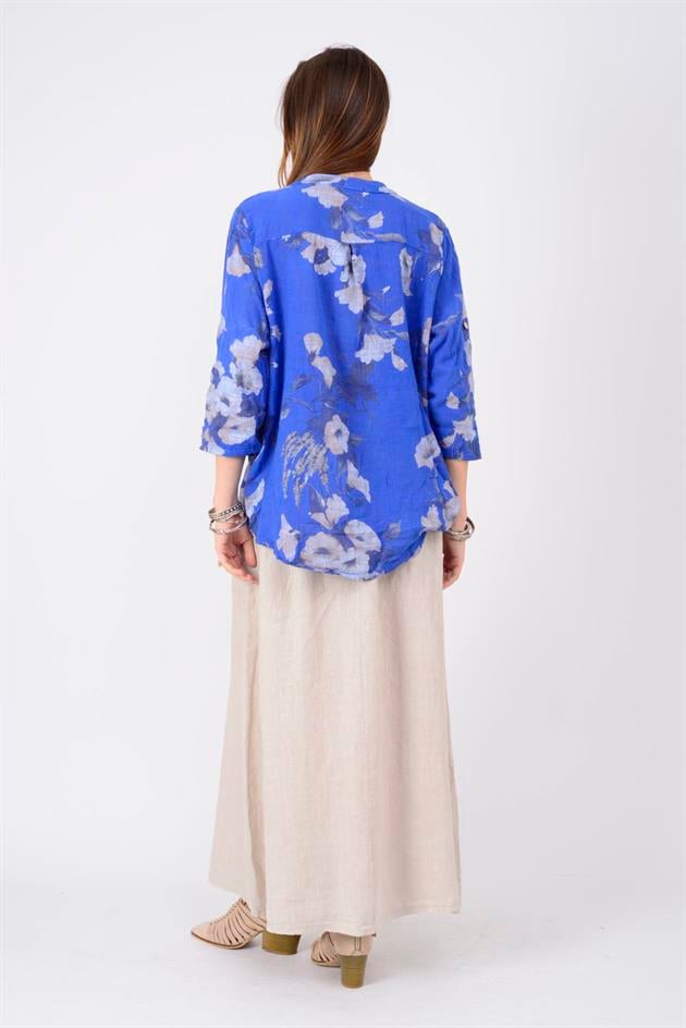 15455F-63 ÇİÇEK DESEN GÖMLEK