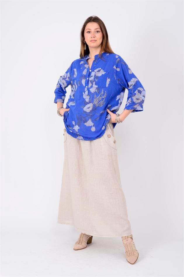 15455F-63 ÇİÇEK DESEN GÖMLEK