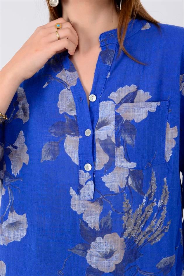 15455F-63 ÇİÇEK DESEN GÖMLEK