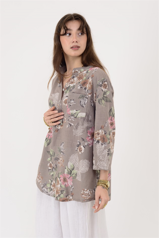 15455F-63 ÇİÇEK DESEN GÖMLEK