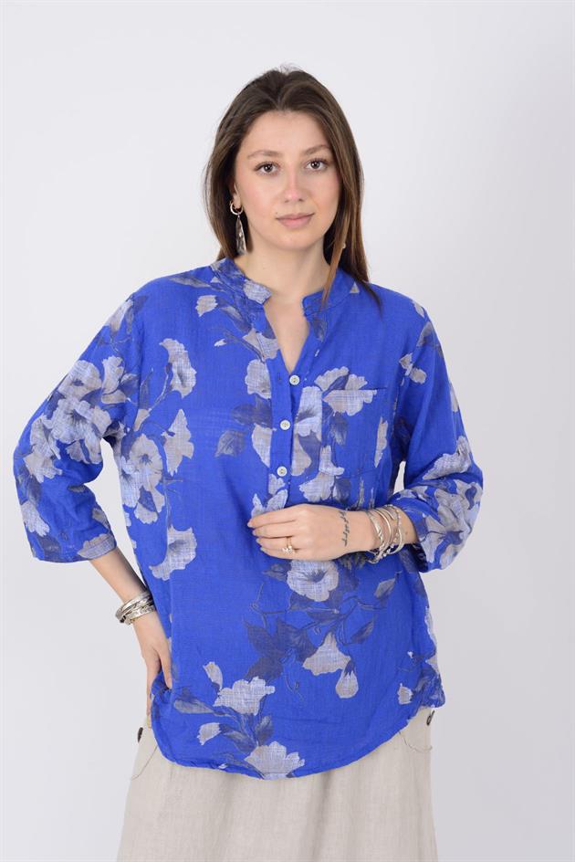 15455F-63 ÇİÇEK DESEN GÖMLEK