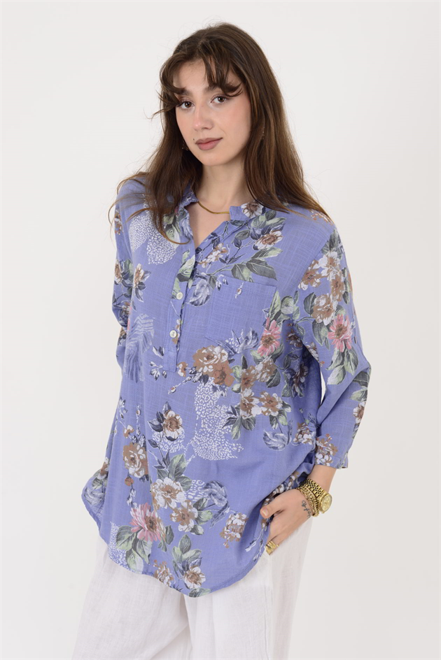 15455F-63 ÇİÇEK DESEN GÖMLEK