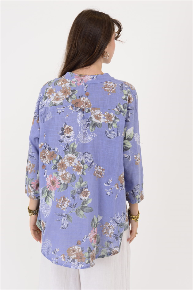 15455F-63 ÇİÇEK DESEN GÖMLEK