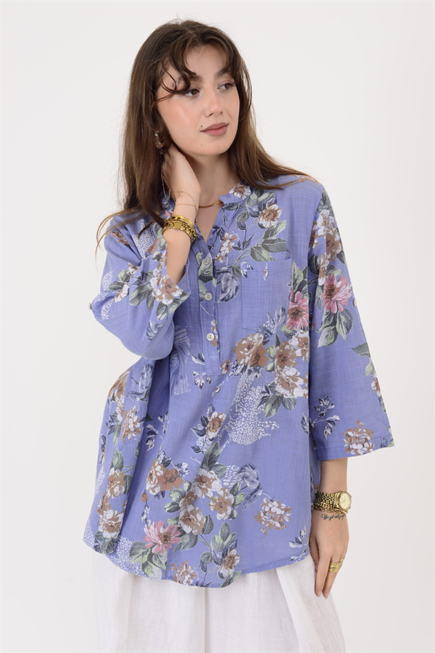 15455F-63 ÇİÇEK DESEN GÖMLEK