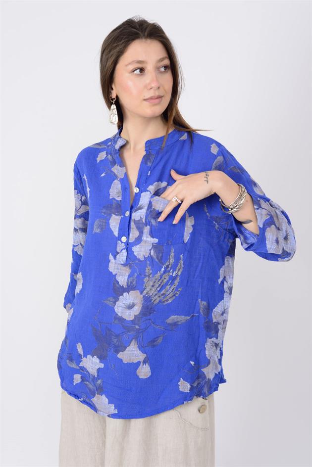 15455F-63 ÇİÇEK DESEN GÖMLEK