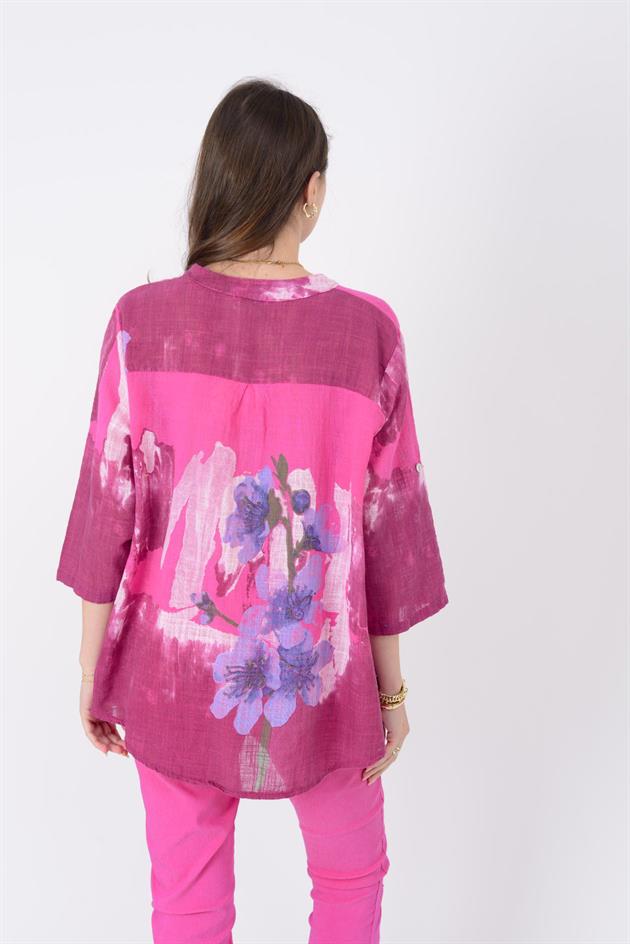 15455F-68 SPLASH ÇİÇEK DESEN GÖMLEK