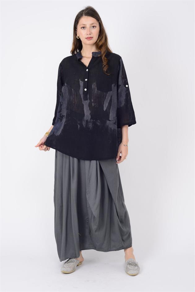 15455F-68 SPLASH ÇİÇEK DESEN GÖMLEK