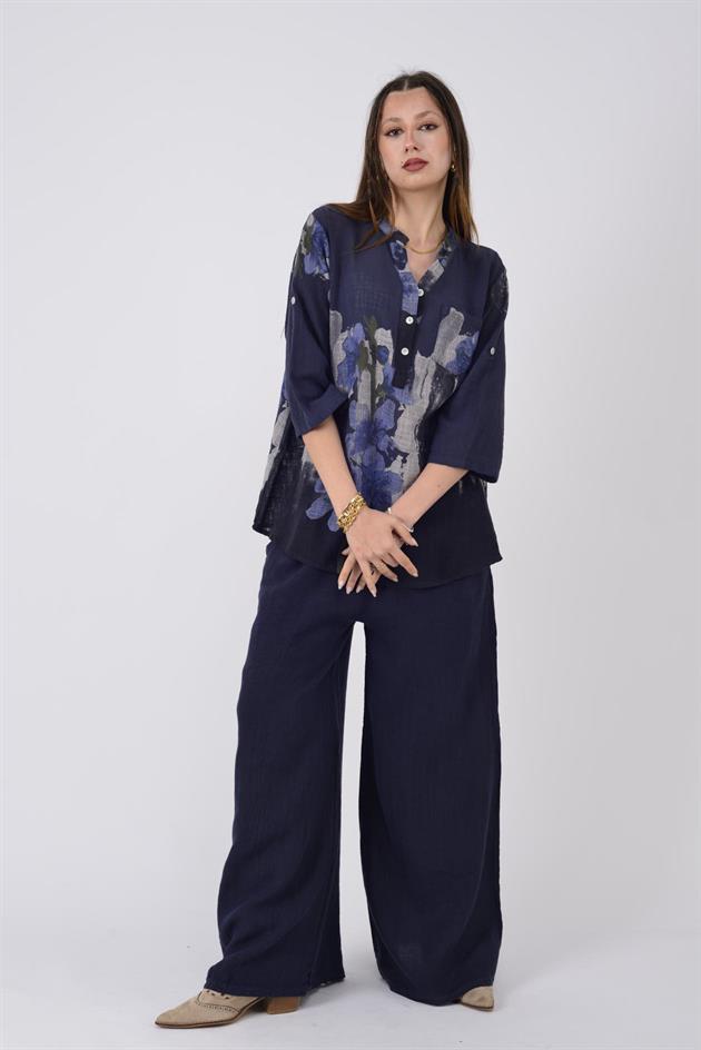 15455F-68 SPLASH ÇİÇEK DESEN GÖMLEK