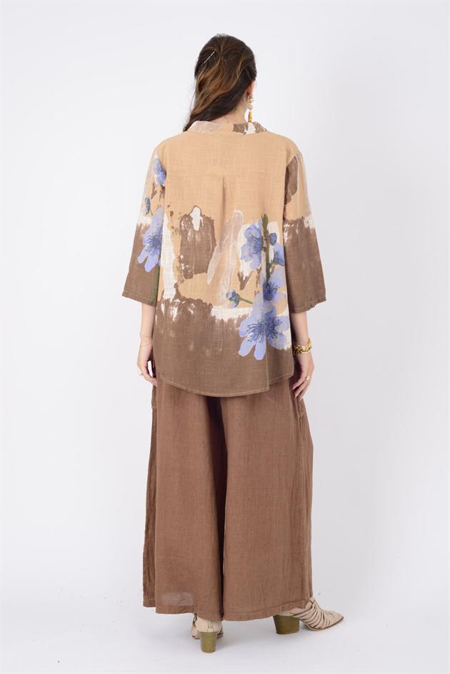 15455F-68 SPLASH ÇİÇEK DESEN GÖMLEK