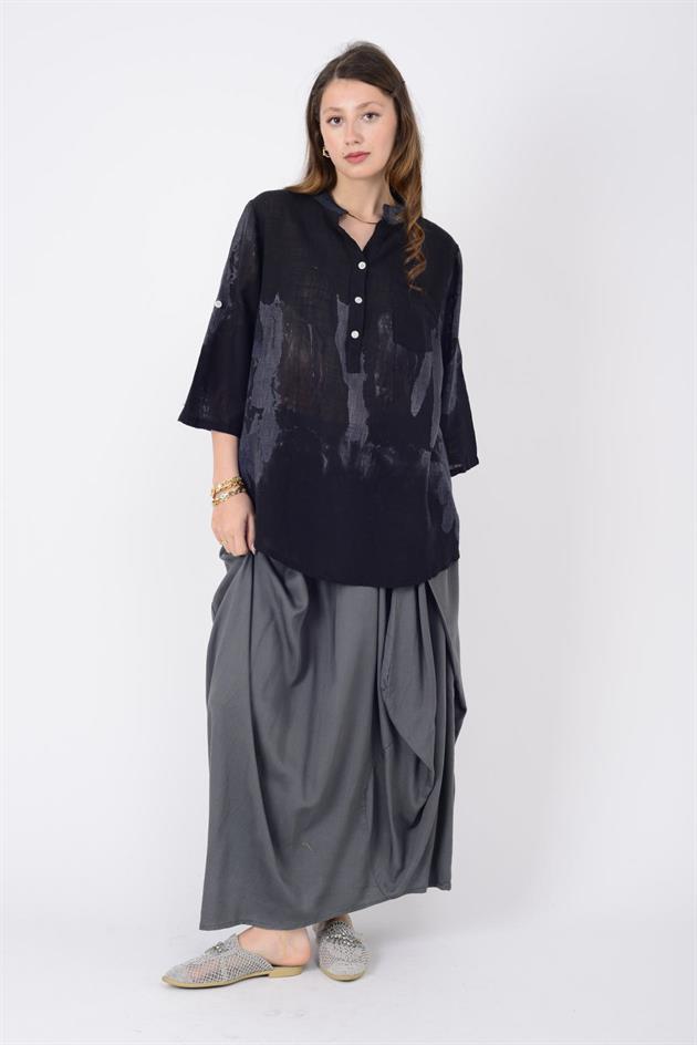 15455F-68 SPLASH ÇİÇEK DESEN GÖMLEK