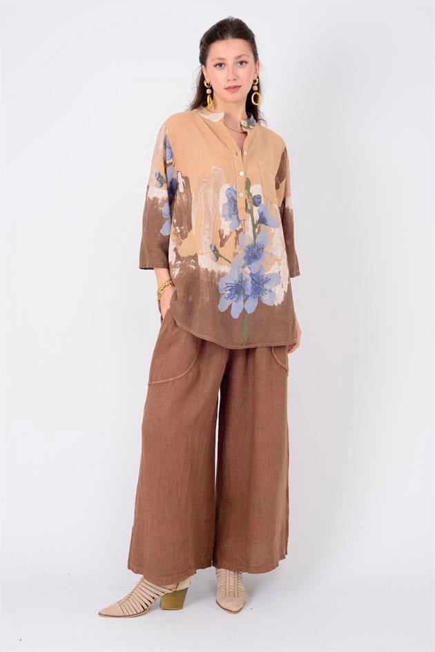 15455F-68 SPLASH ÇİÇEK DESEN GÖMLEK