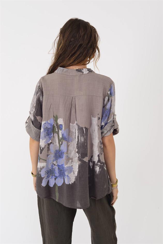 15455F-68 SPLASH ÇİÇEK DESEN GÖMLEK