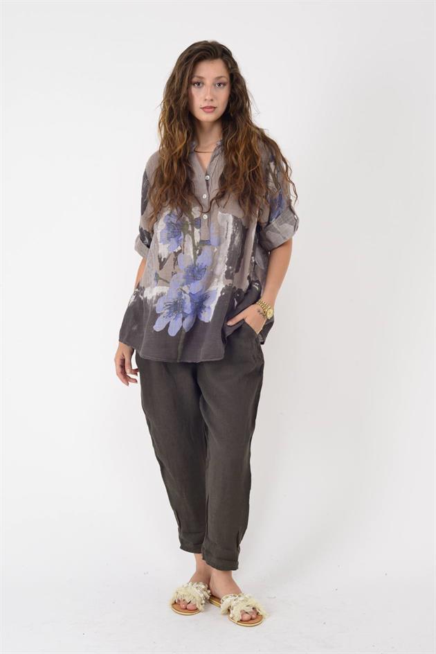 15455F-68 SPLASH ÇİÇEK DESEN GÖMLEK