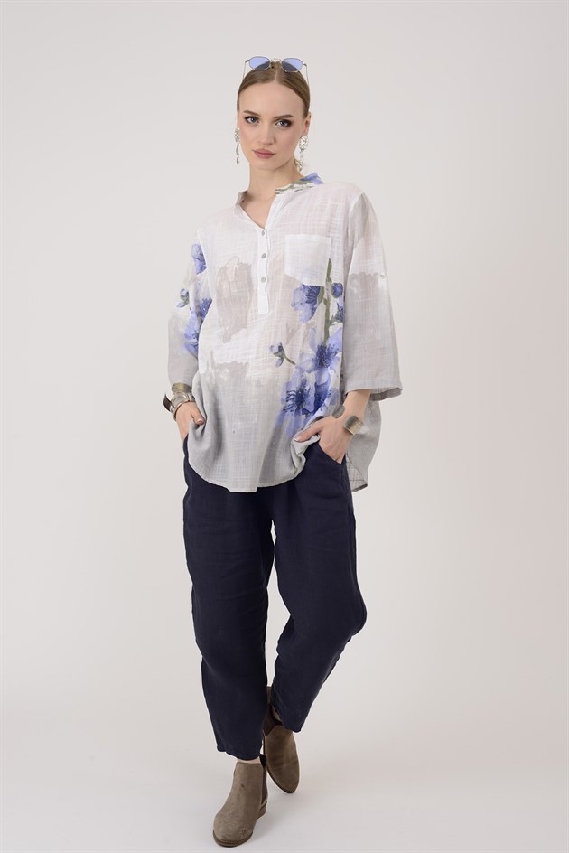 15455F-68 SPLASH ÇİÇEK DESEN GÖMLEK