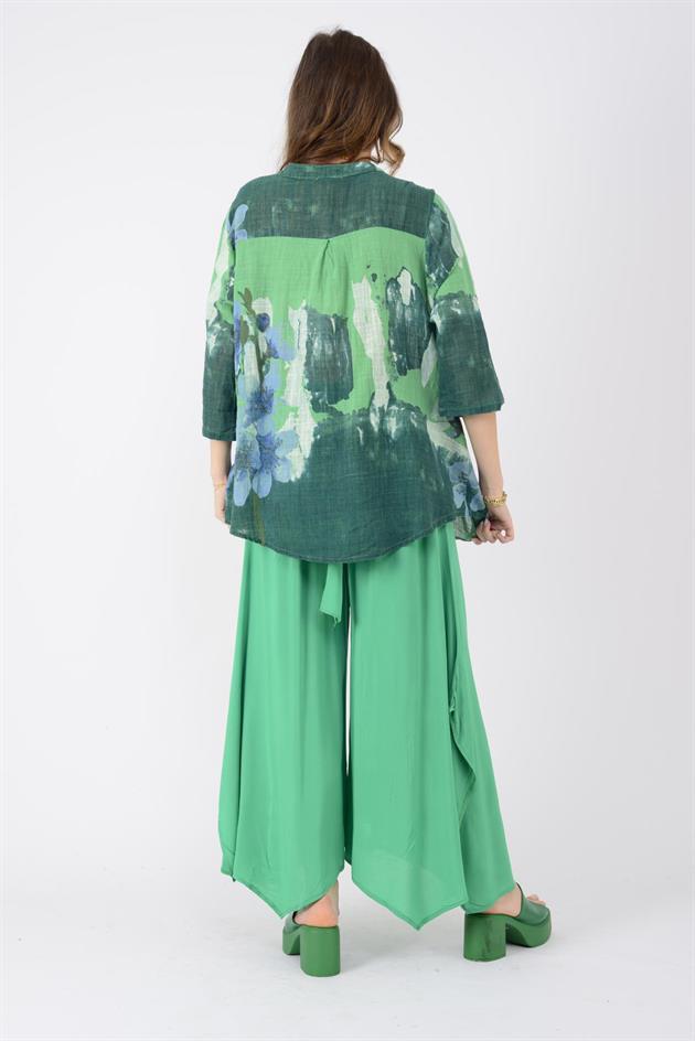 15455F-68 SPLASH ÇİÇEK DESEN GÖMLEK