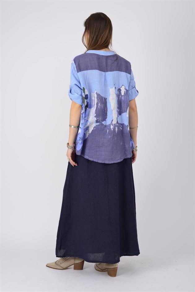 15455F-68 SPLASH ÇİÇEK DESEN GÖMLEK