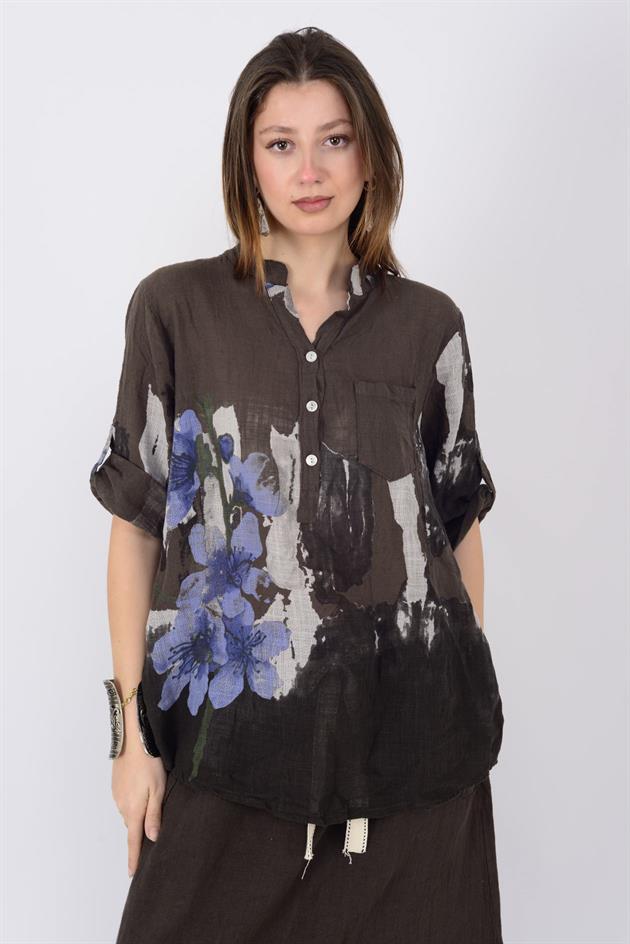 15455F-68 SPLASH ÇİÇEK DESEN GÖMLEK