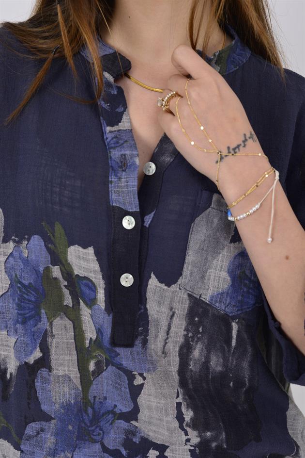 15455F-68 SPLASH ÇİÇEK DESEN GÖMLEK