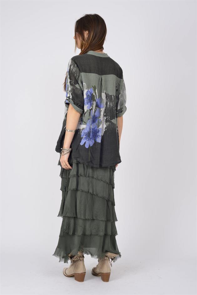 15455F-68 SPLASH ÇİÇEK DESEN GÖMLEK